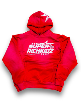 SUPERRICHKIDZ V3 RED ACID WASH HOODIE