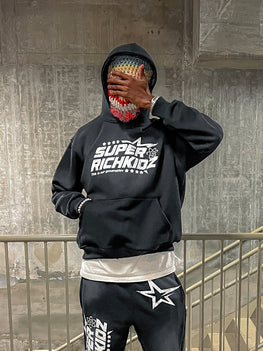 SUPERRICHKIDZ V3 BLACK ACID WASH HOODIE