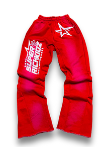 SUPERRICHKIDZ V3 RED ACID WASH FLARED PANTS