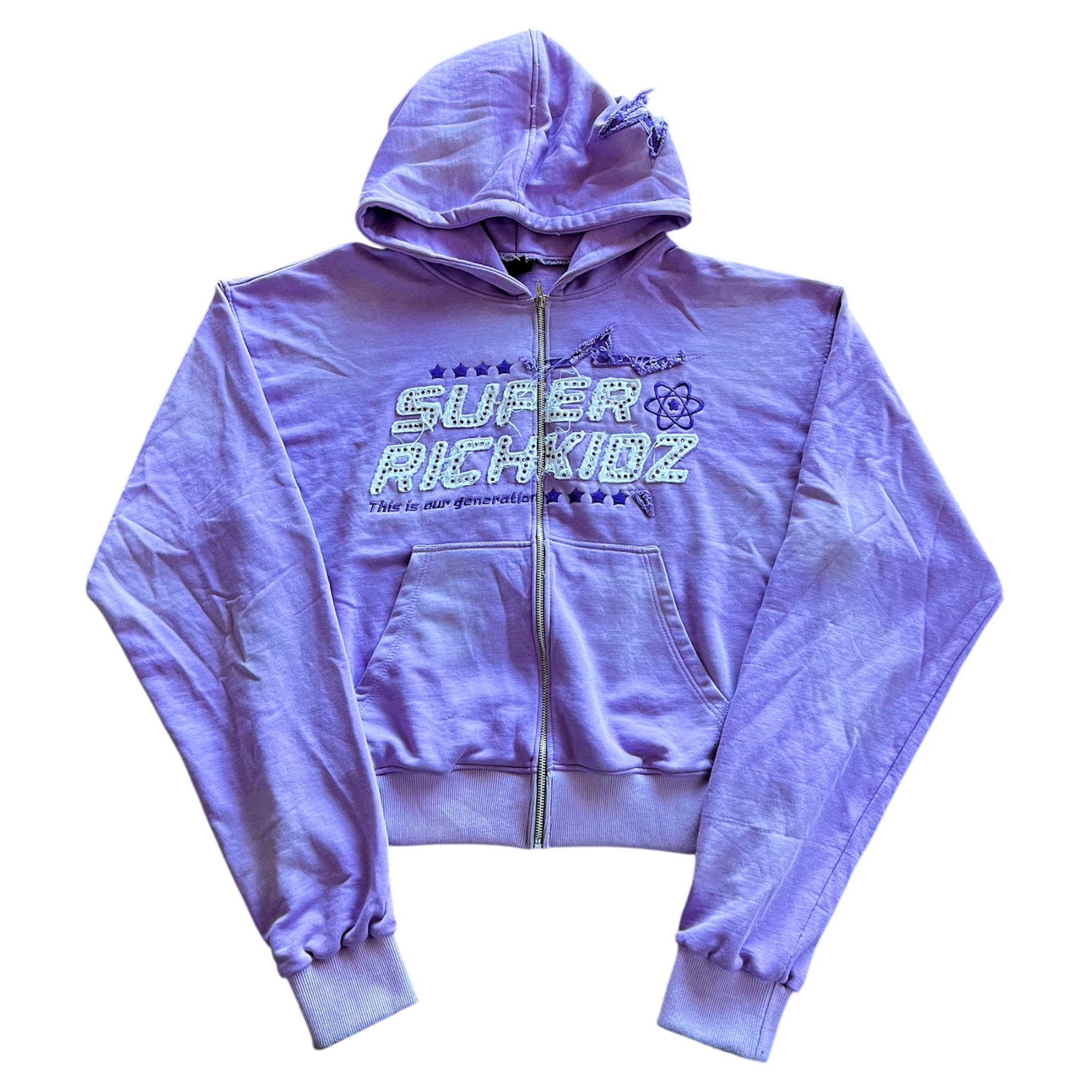 SUPERRICHKID V4 CROPPED PURPLE HOODIE