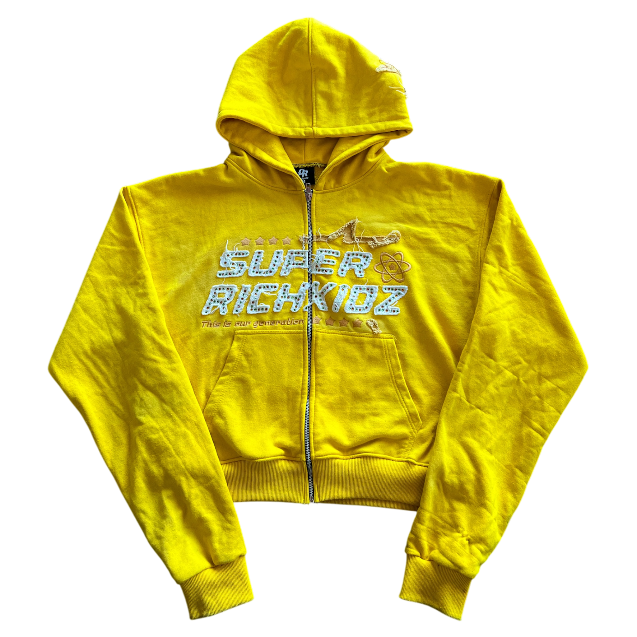 SUPERRICHKID V4 CROPPED YELLOW HOODIE