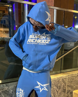 SUPERRICHKIDS V2 BLUE PUFF HOODIE