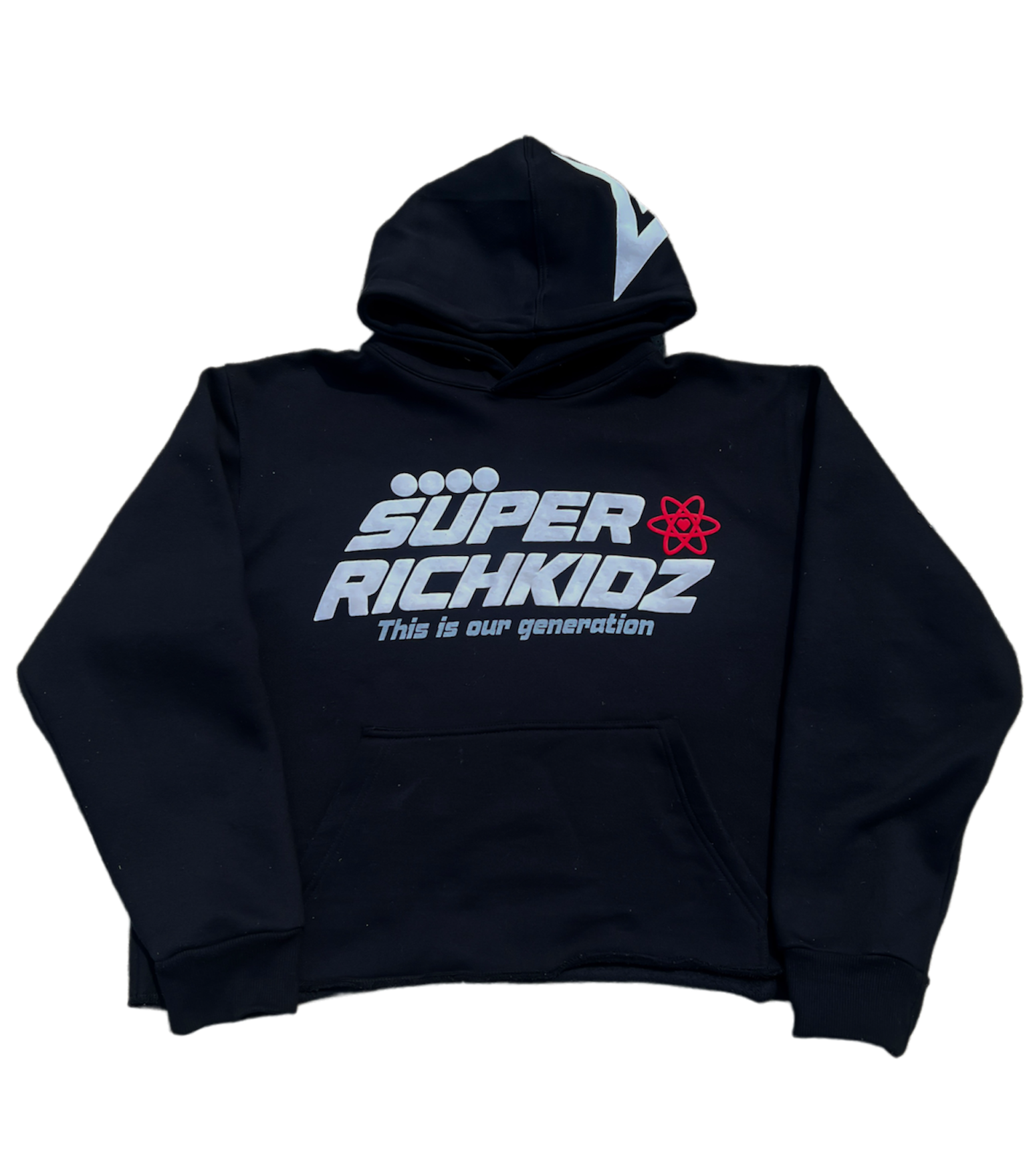 SUPERRICHKID V1 CROPPED BLACK HOODIE